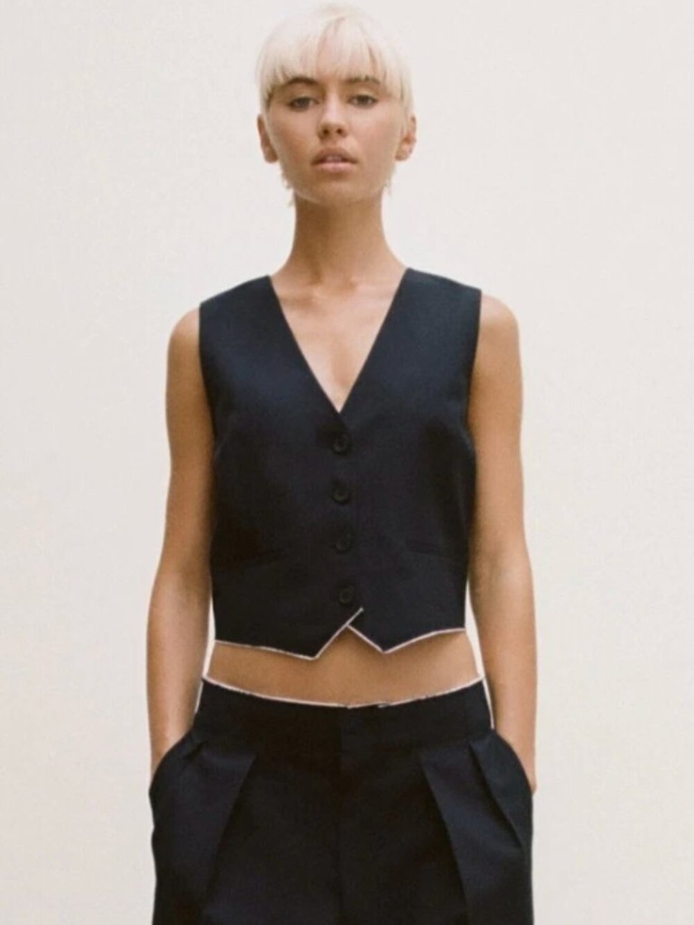 ZARA- Black Tailored Wool Blend Vest